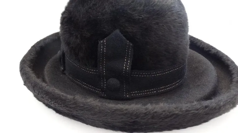 1960s Christian Dior Black Felt Derby Hat
