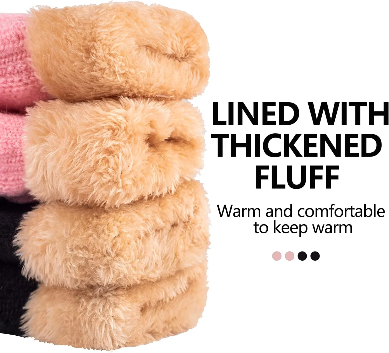2 Pairs Kids Winter Knit Gloves Boys Girls Warm Thermal Cable Knitted Gloves 2-6-10-14 Year Wool Fleece Lined Mittens