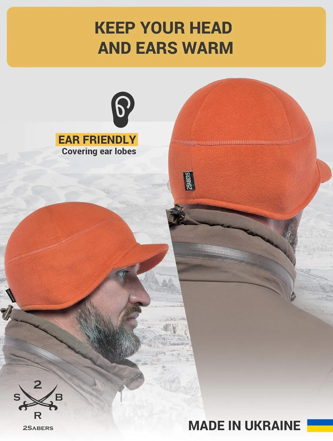 2SBR 2SABERS Fleece Winter Beanie with Visor - Men Women - Earflap Brim Skull Watch Cap Hat