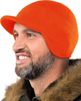 2SBR 2SABERS Fleece Winter Beanie with Visor - Men Women - Earflap Brim Skull Watch Cap Hat