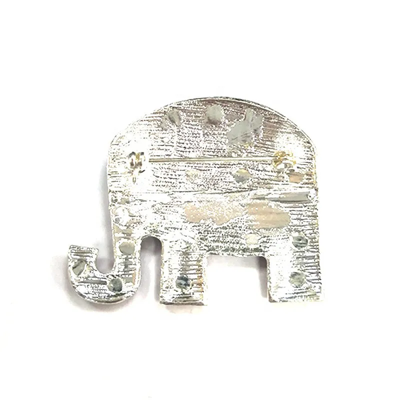 44mm Rhinestone Enamel USA Flag American Independence Day Elephant Animal Shaped Brooch Pin
