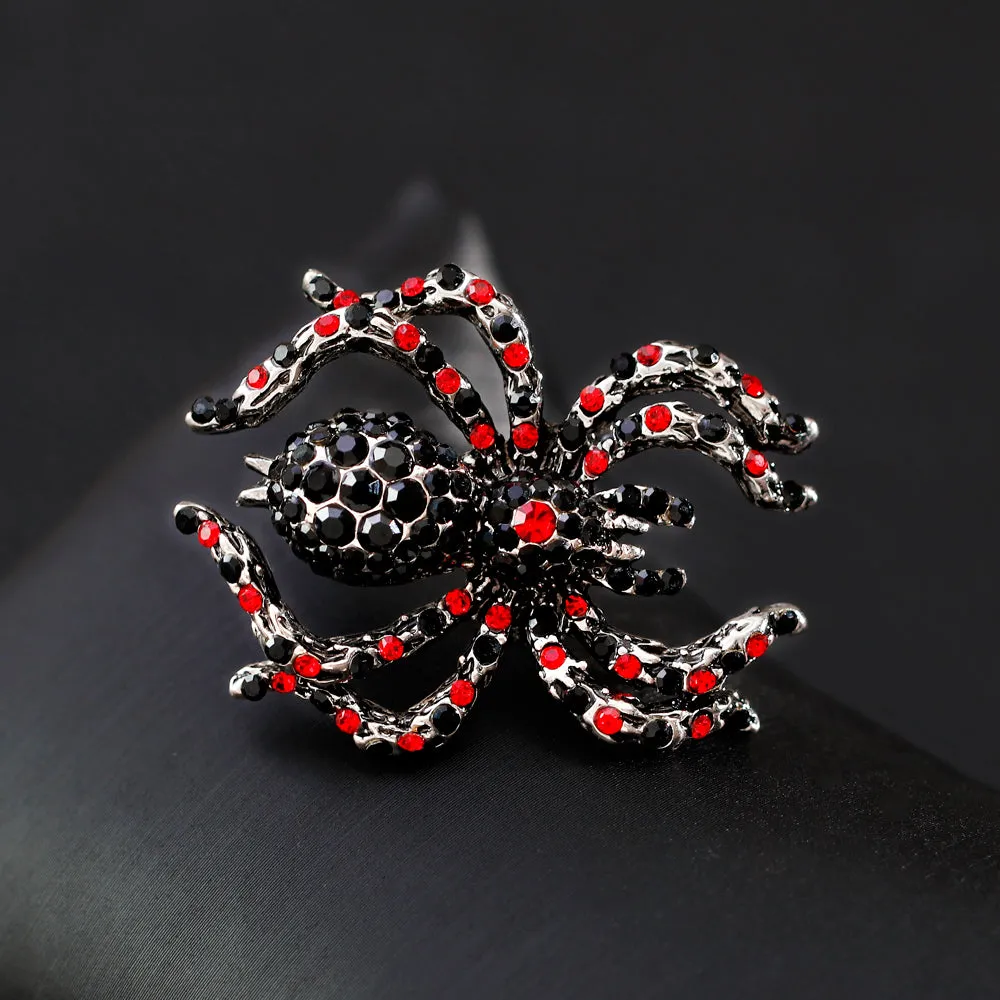 Alloy red rhinestone insect spider brooch-fashion accessories-holiday gifts-perfect gift for women
