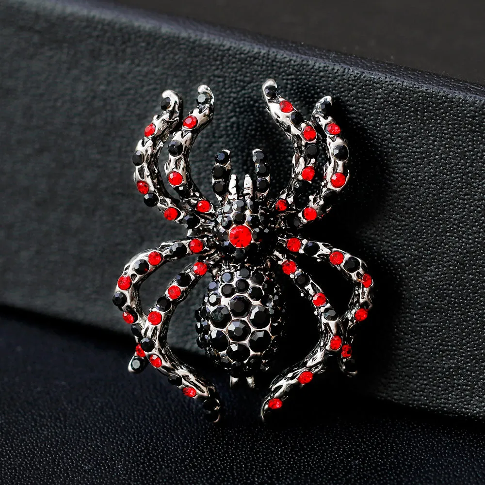 Alloy red rhinestone insect spider brooch-fashion accessories-holiday gifts-perfect gift for women