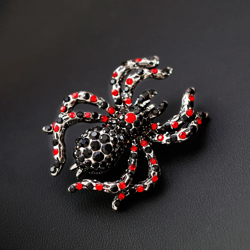 Alloy red rhinestone insect spider brooch-fashion accessories-holiday gifts-perfect gift for women