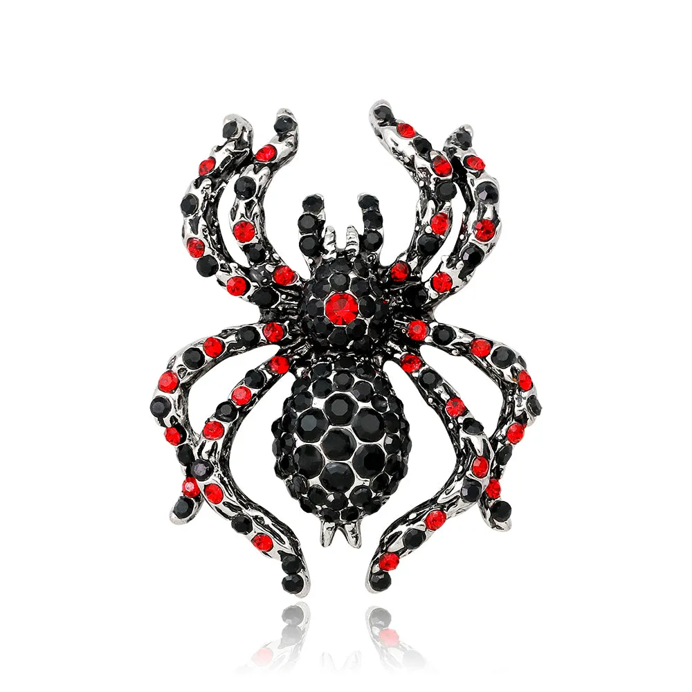 Alloy red rhinestone insect spider brooch-fashion accessories-holiday gifts-perfect gift for women