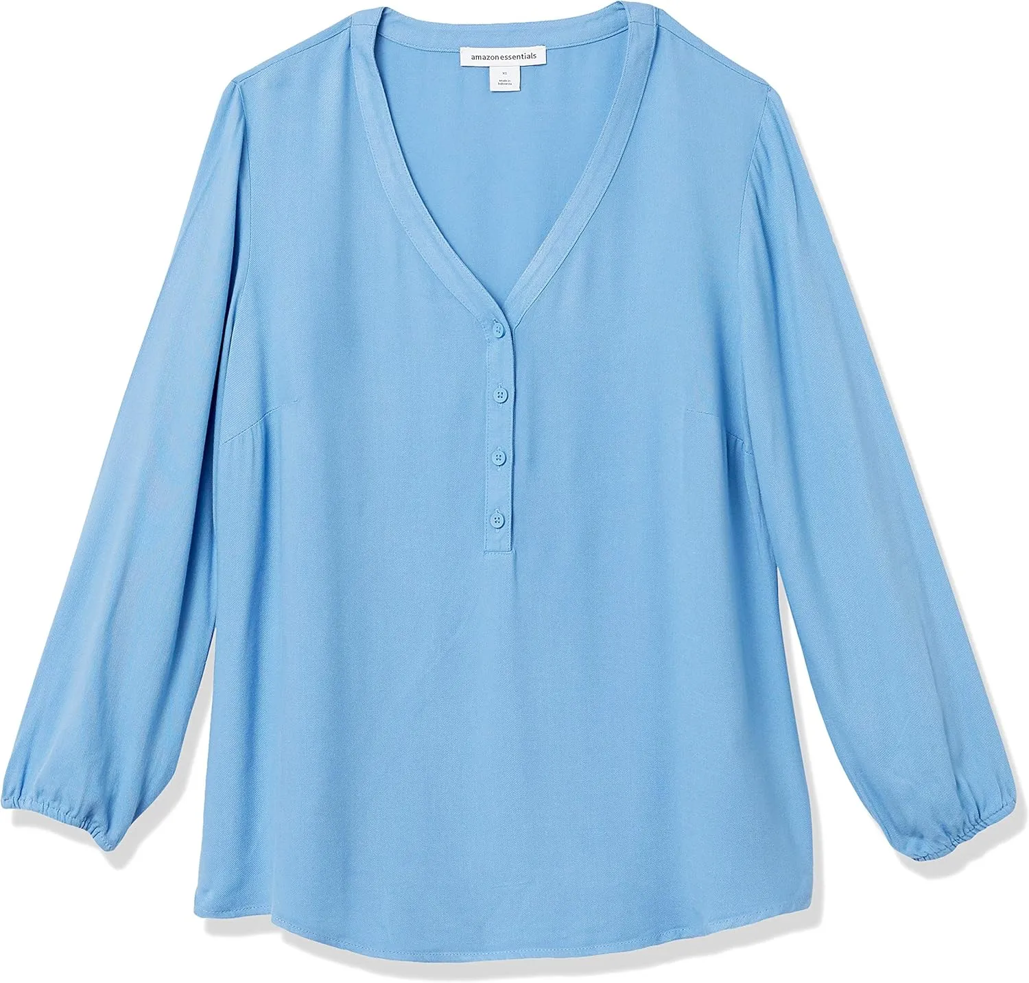 Amazon Essentials Women's 3/4 Sleeve Button Popover Shirt, Loose-Fit V-Neck Blouse