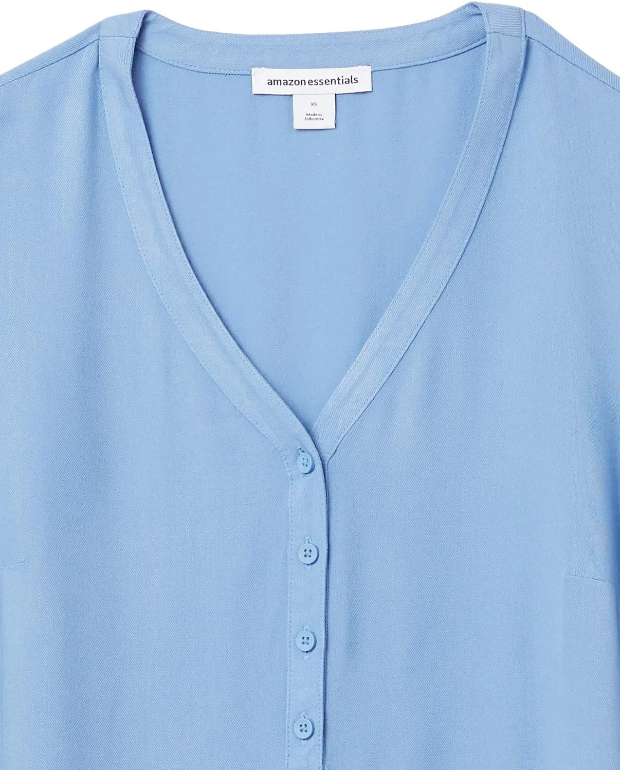 Amazon Essentials Women's 3/4 Sleeve Button Popover Shirt, Loose-Fit V-Neck Blouse