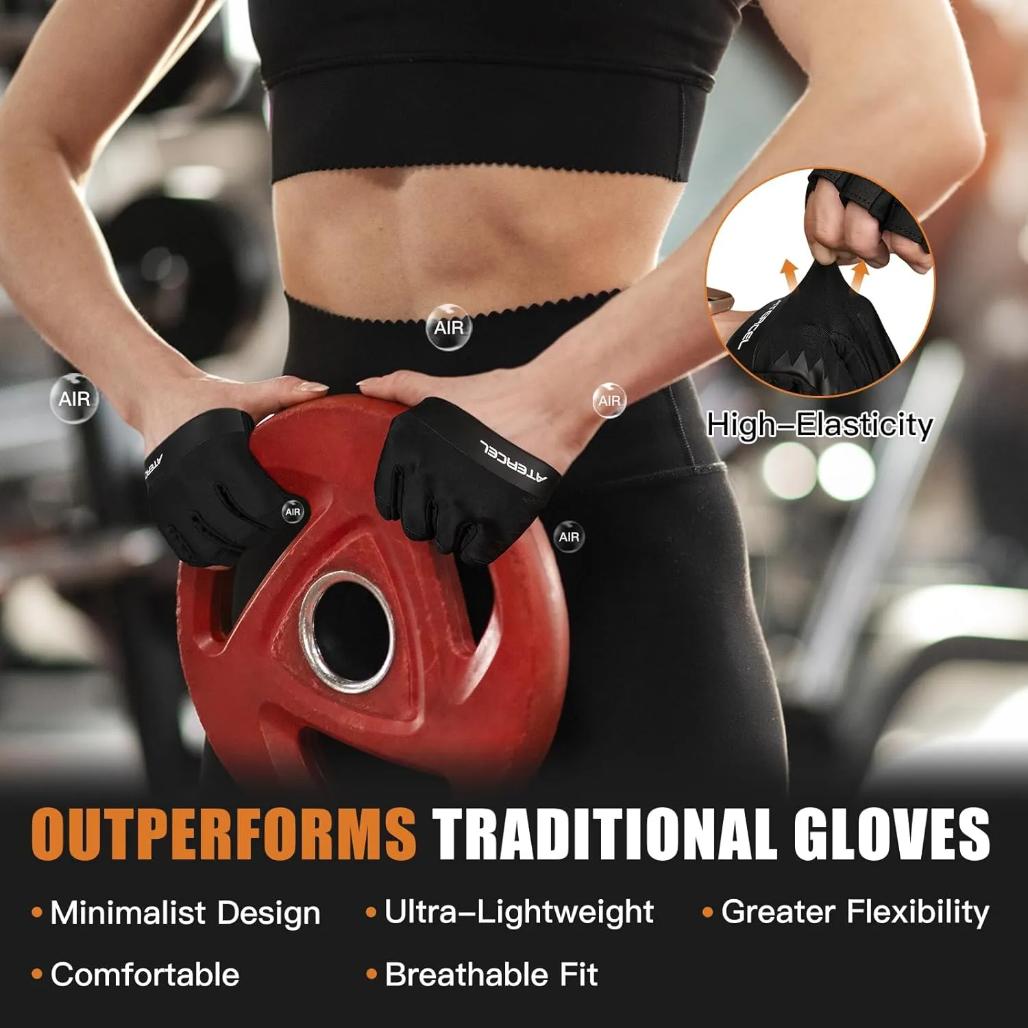 ATERCEL Gym Workout Gloves for Men Women, Weight Lifting Gloves with Full Palm Protection & Extra Grip, Breathable Exercise Gloves for Fitness Training Crossfit Sports Essentials