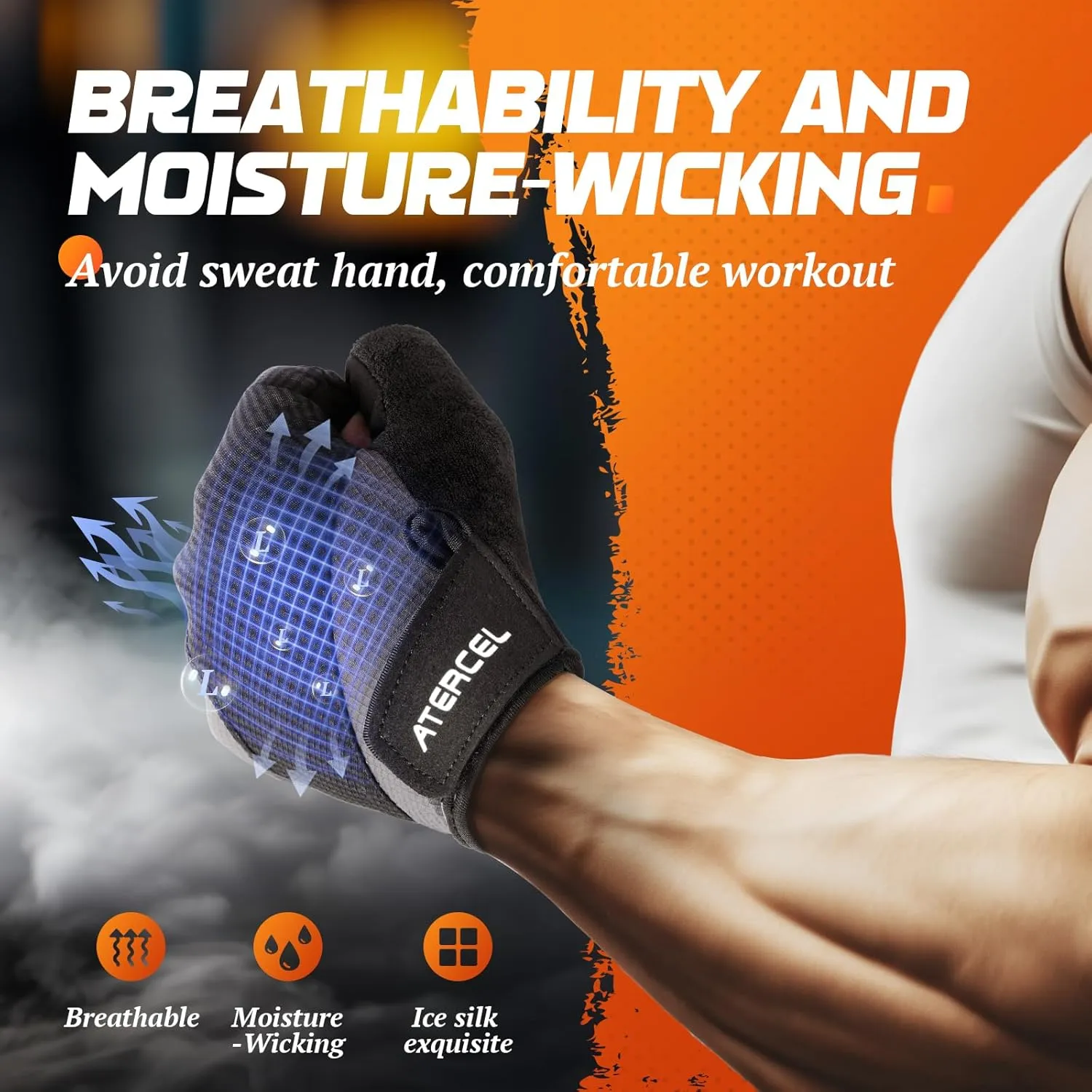 ATERCEL Workout Gloves for Men and Women, Weight Lifting With Firm Grip, Lightweight for Exercise, Cycling, Fitness, Pull Ups, Training, Climbing and Rowing