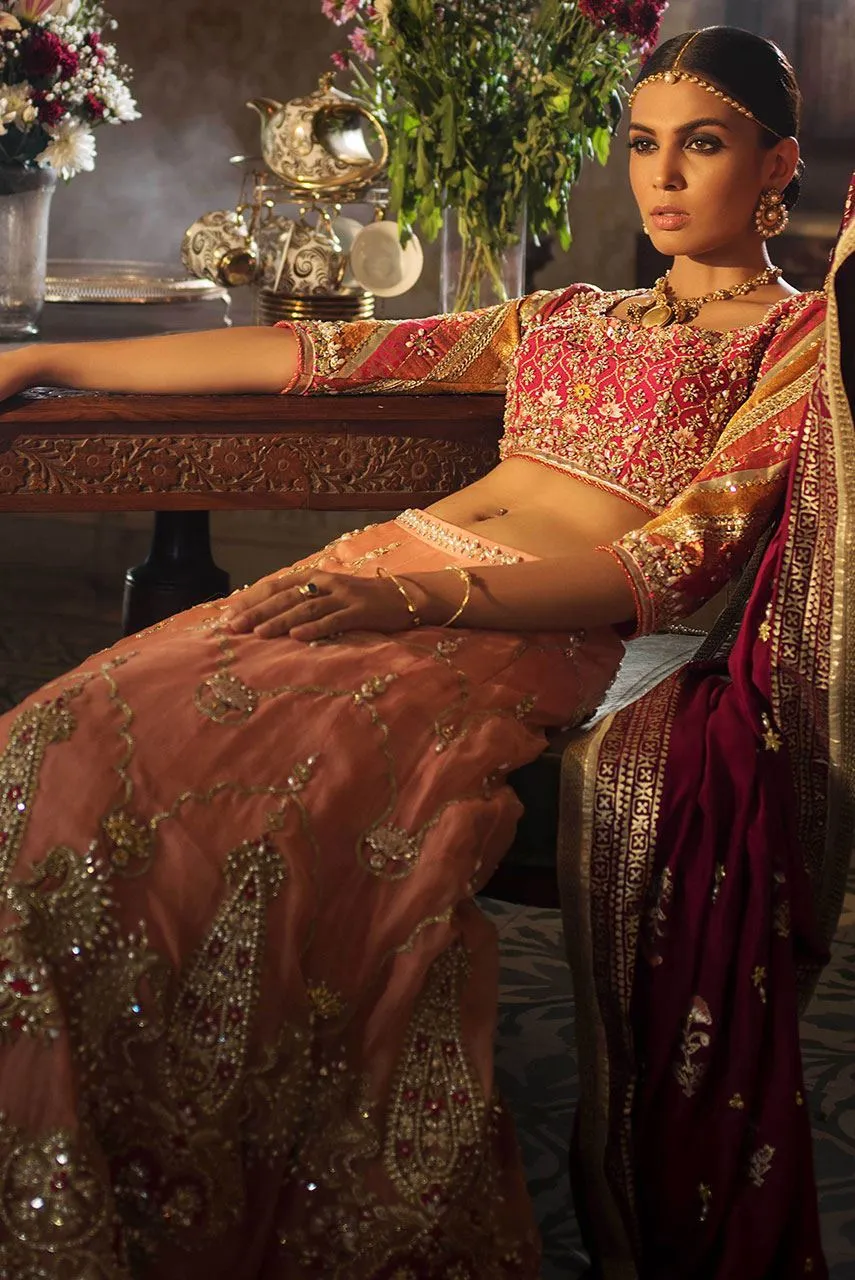 Beautiful designer bridal mehndi dress embroidered in pink color # B3421