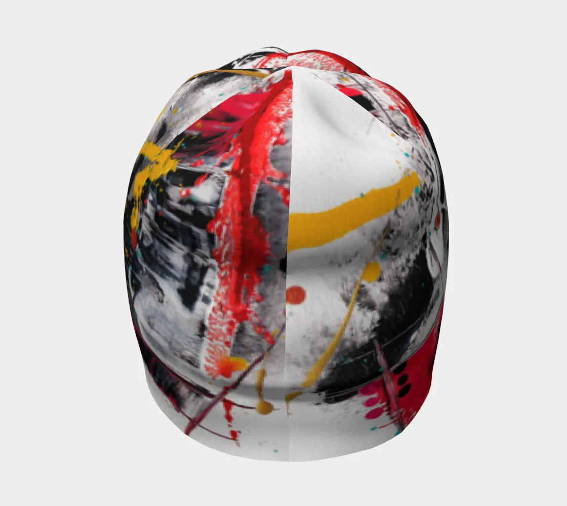 Black and Red Abstract Beanie for Men and Boys