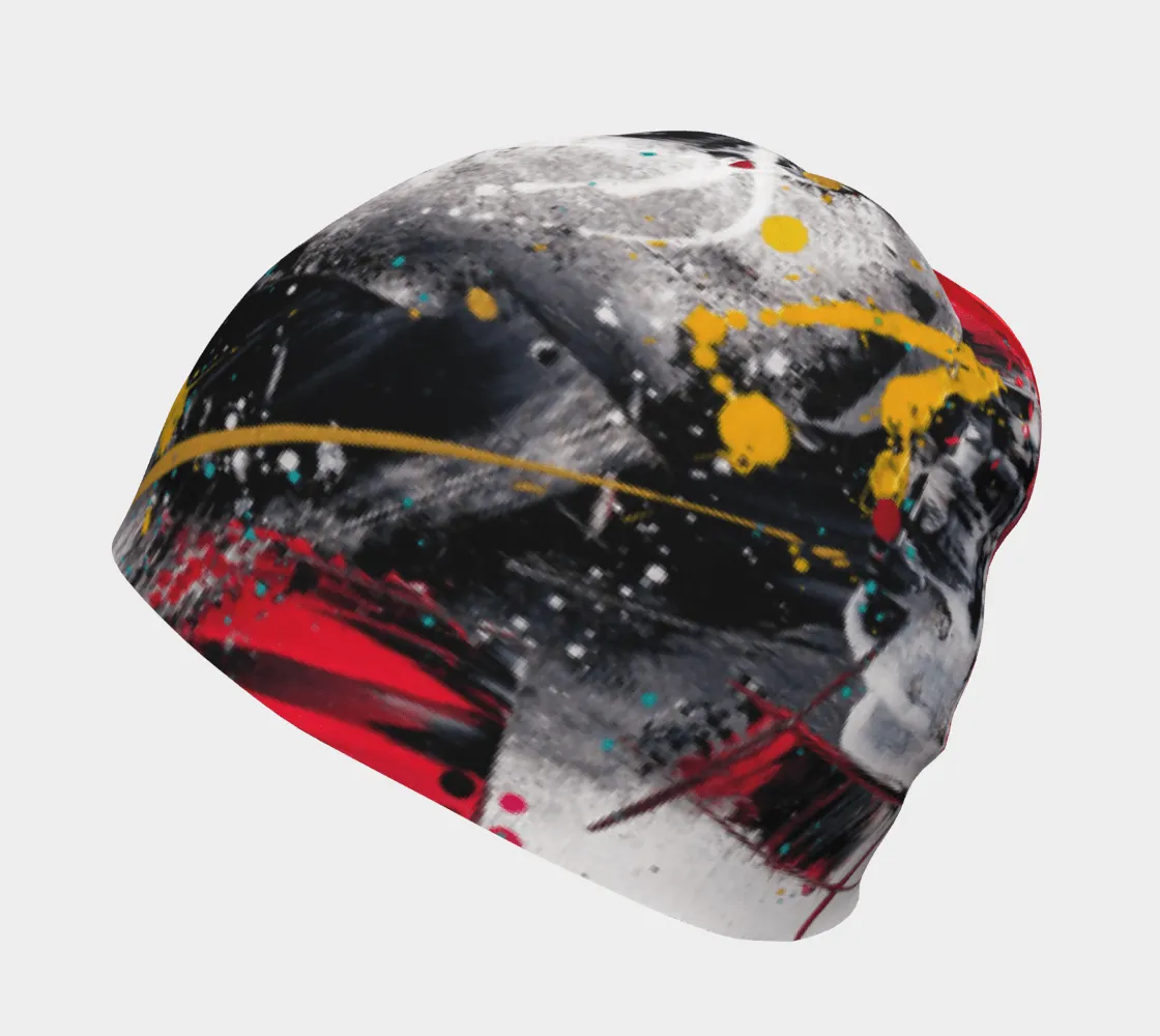 Black and Red Abstract Beanie for Men and Boys