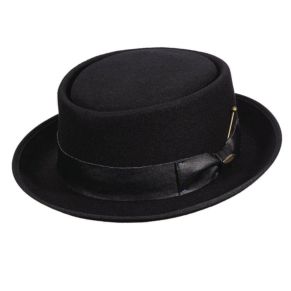 Black Debonair Crushable Wool Felt Porkpie Hat