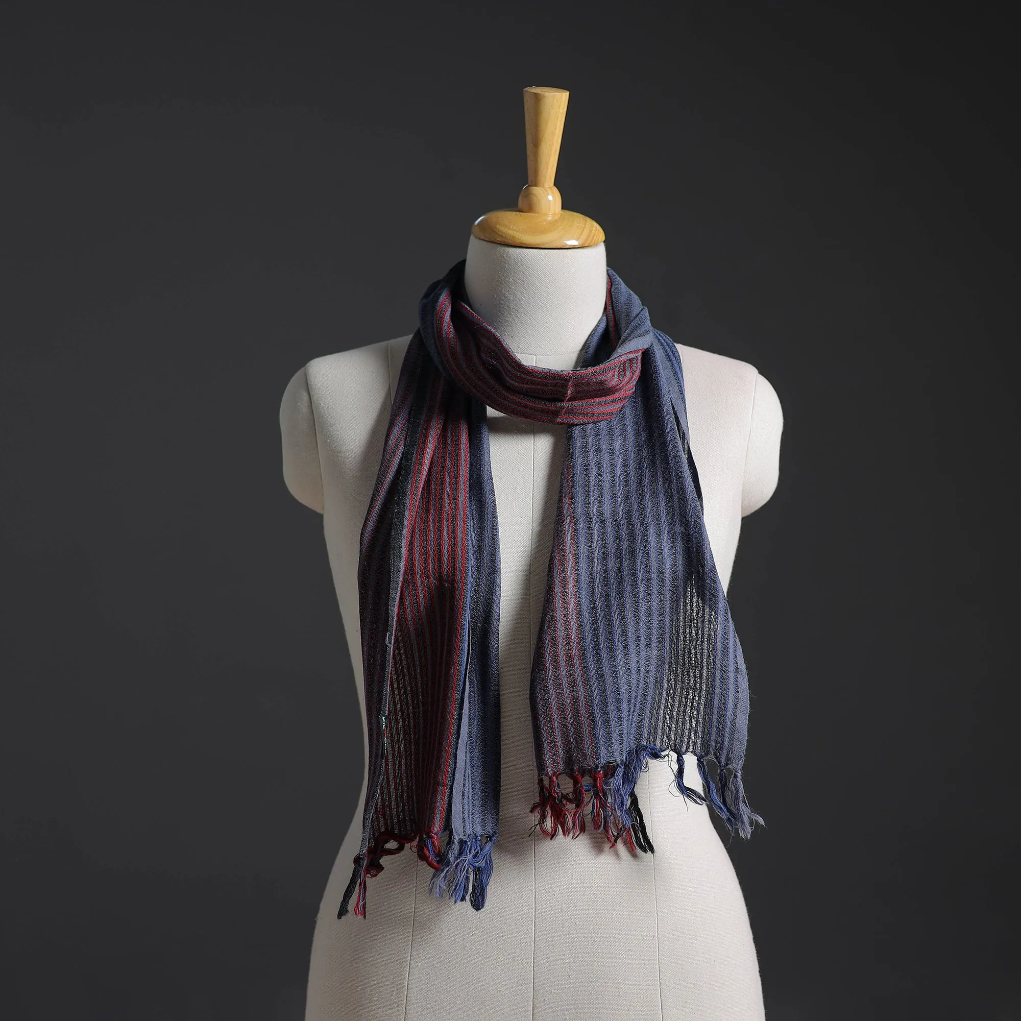 Blue - Kumaun Handwoven Merino Wool Scarf 226