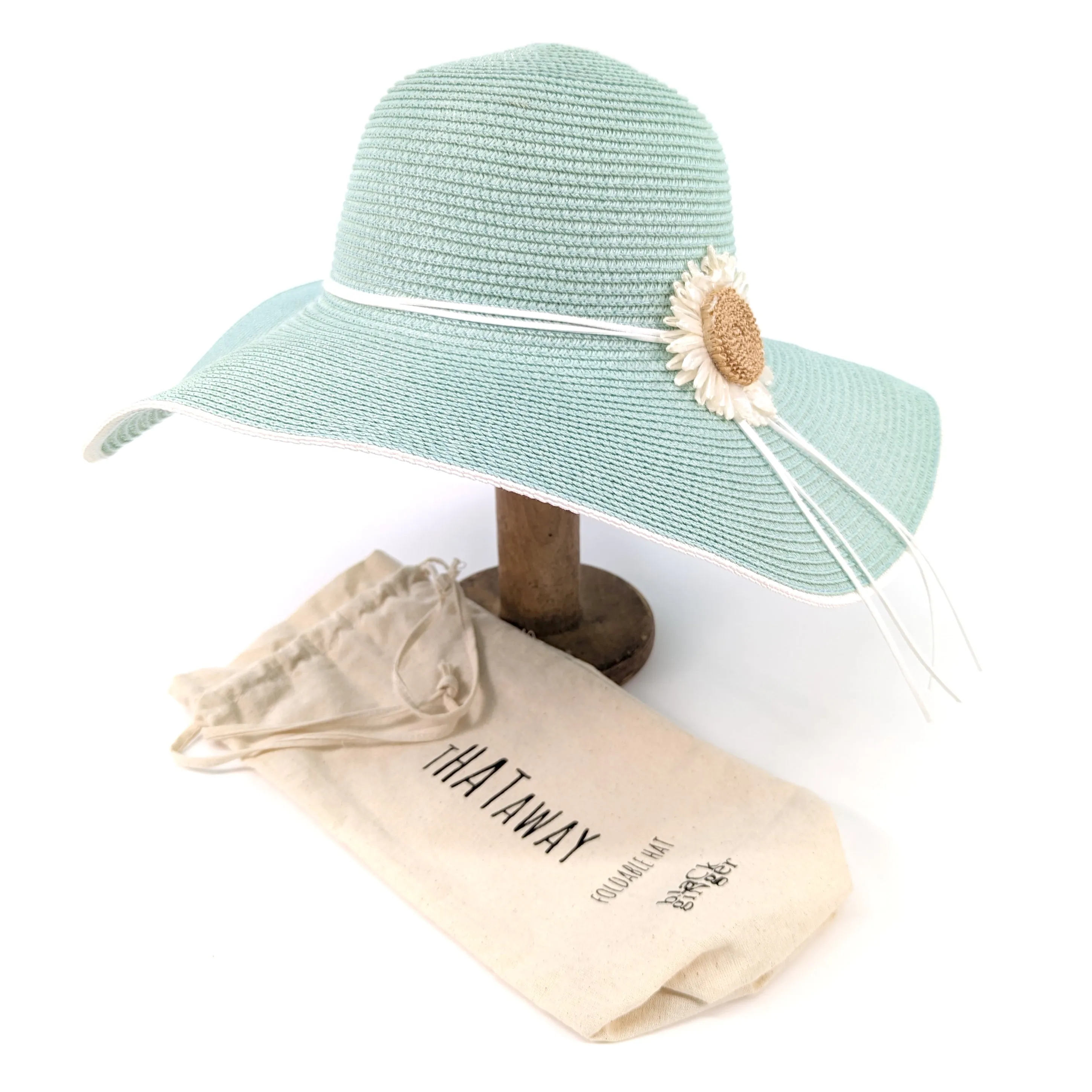 Bold Daisy Wide Brim Foldable Hat - Light Green