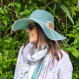 Bold Daisy Wide Brim Foldable Hat - Light Green