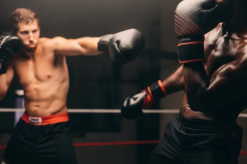 Boxer missing his opponent in a fight