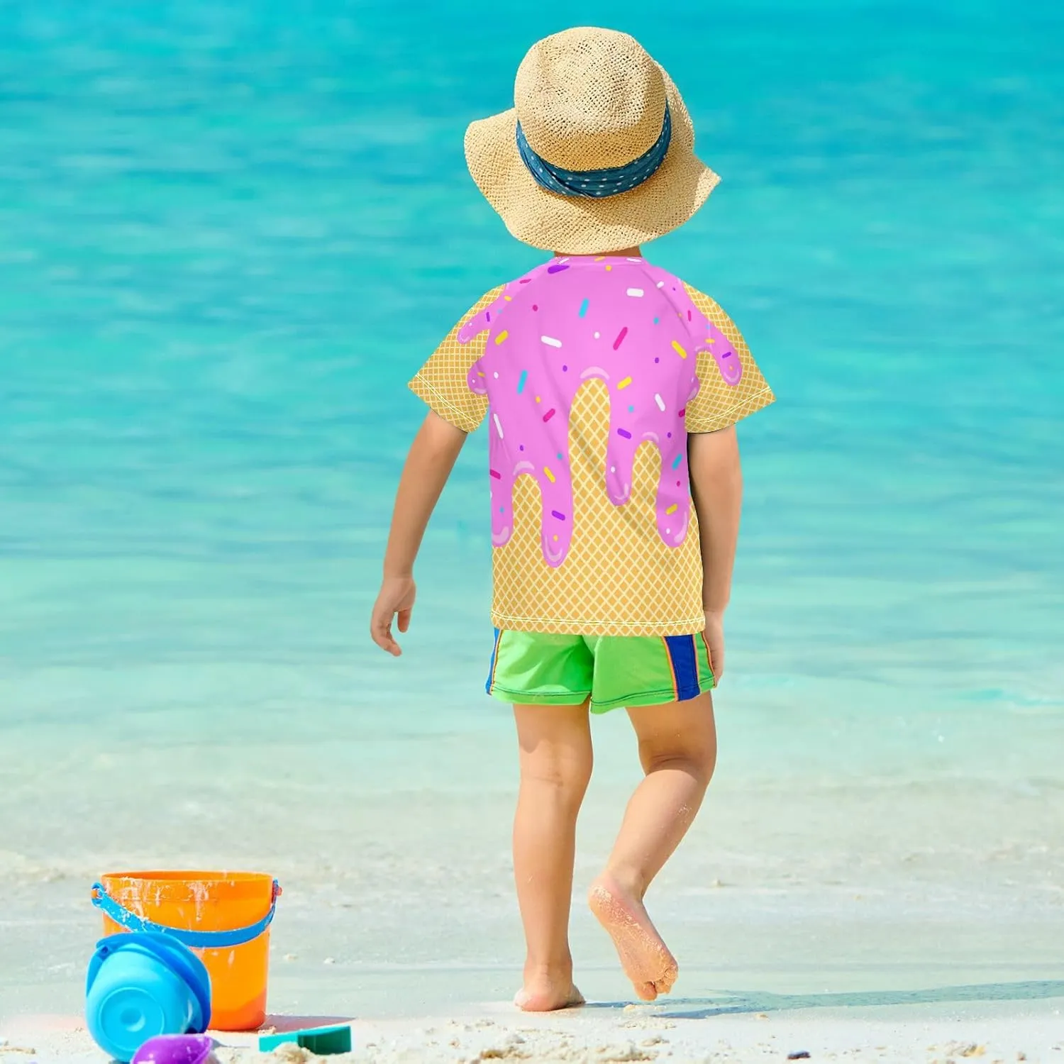 Boys Rash Guard Short Sleeve UPF 50  Christmas Tree Cakes Quick Dry Swim Shirts Swimwear for 3-12Y