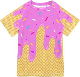 Boys Rash Guard Short Sleeve UPF 50  Christmas Tree Cakes Quick Dry Swim Shirts Swimwear for 3-12Y