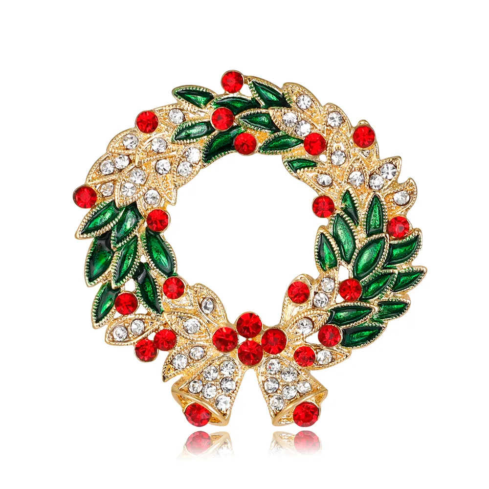 Christmas brooch with rhinestone garland-fashion accessories-perfect gift-Christmas brooch