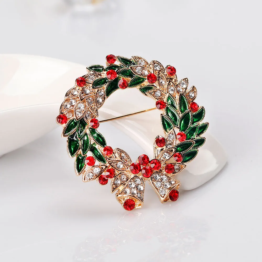 Christmas brooch with rhinestone garland-fashion accessories-perfect gift-Christmas brooch