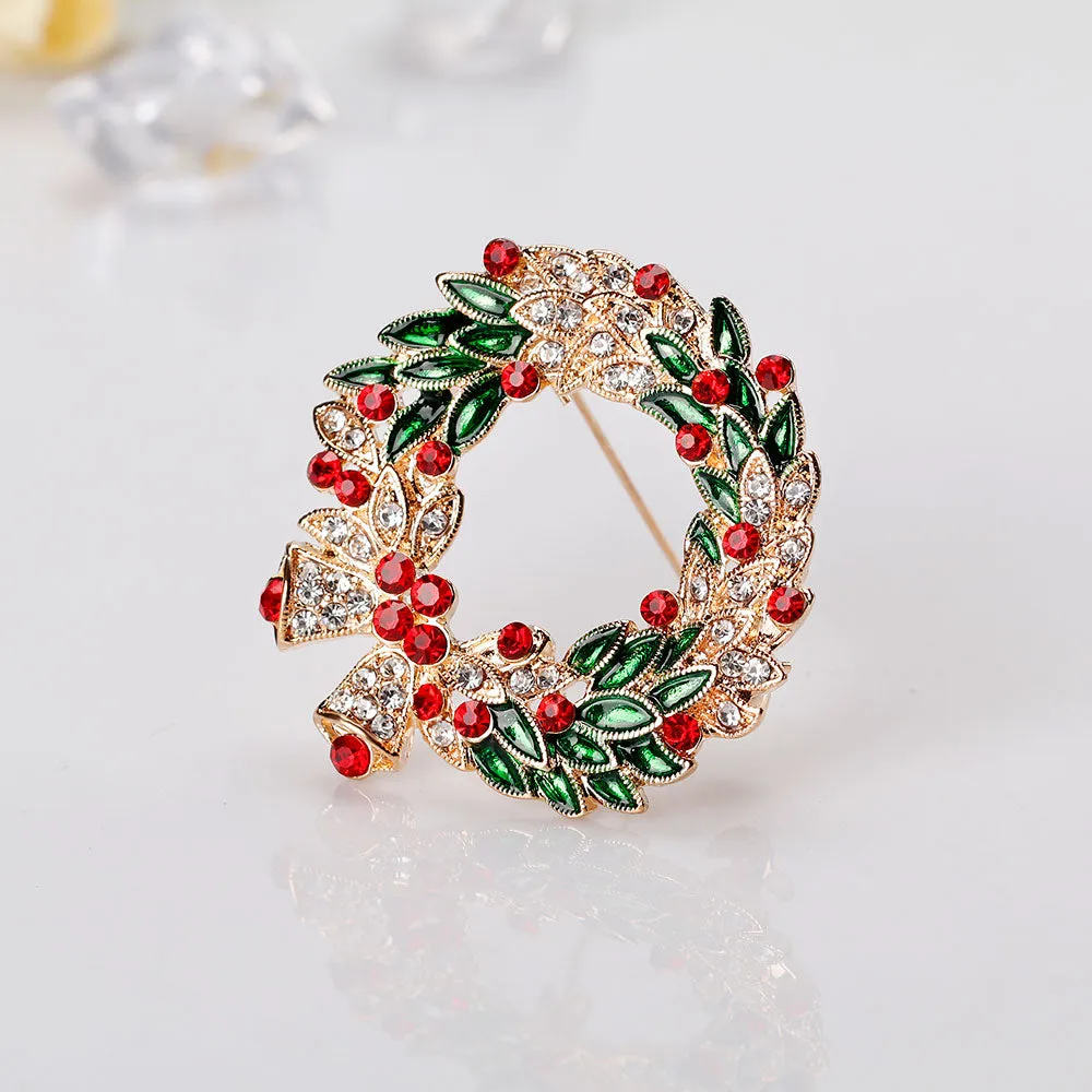 Christmas brooch with rhinestone garland-fashion accessories-perfect gift-Christmas brooch