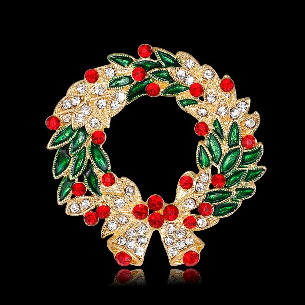 Christmas brooch with rhinestone garland-fashion accessories-perfect gift-Christmas brooch