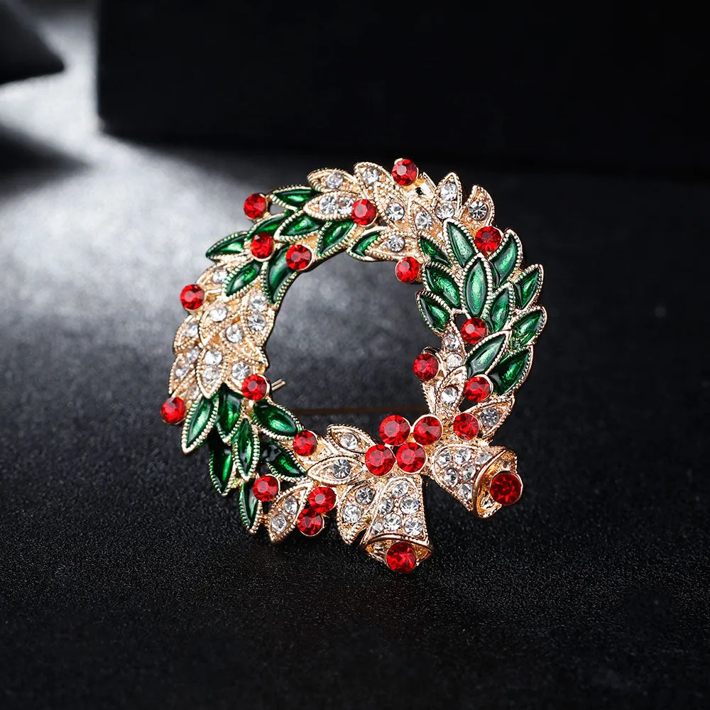 Christmas brooch with rhinestone garland-fashion accessories-perfect gift-Christmas brooch