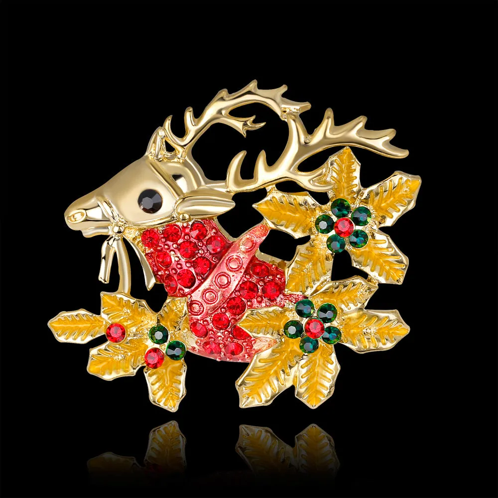 Christmas deer rhinestone brooch-fashion accessories-christmas brooch-perfect gift