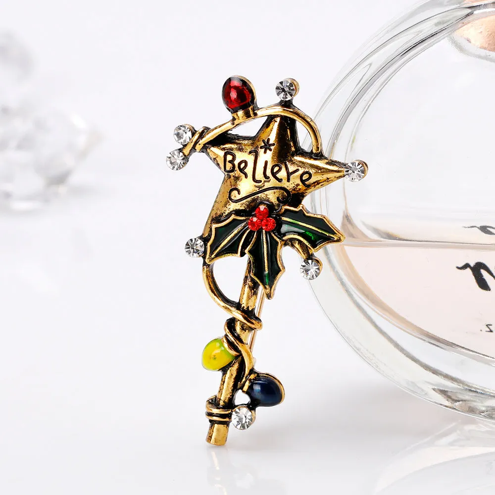 Christmas star stick-Christmas brooch-holiday brooch-the best gift for Christmas
