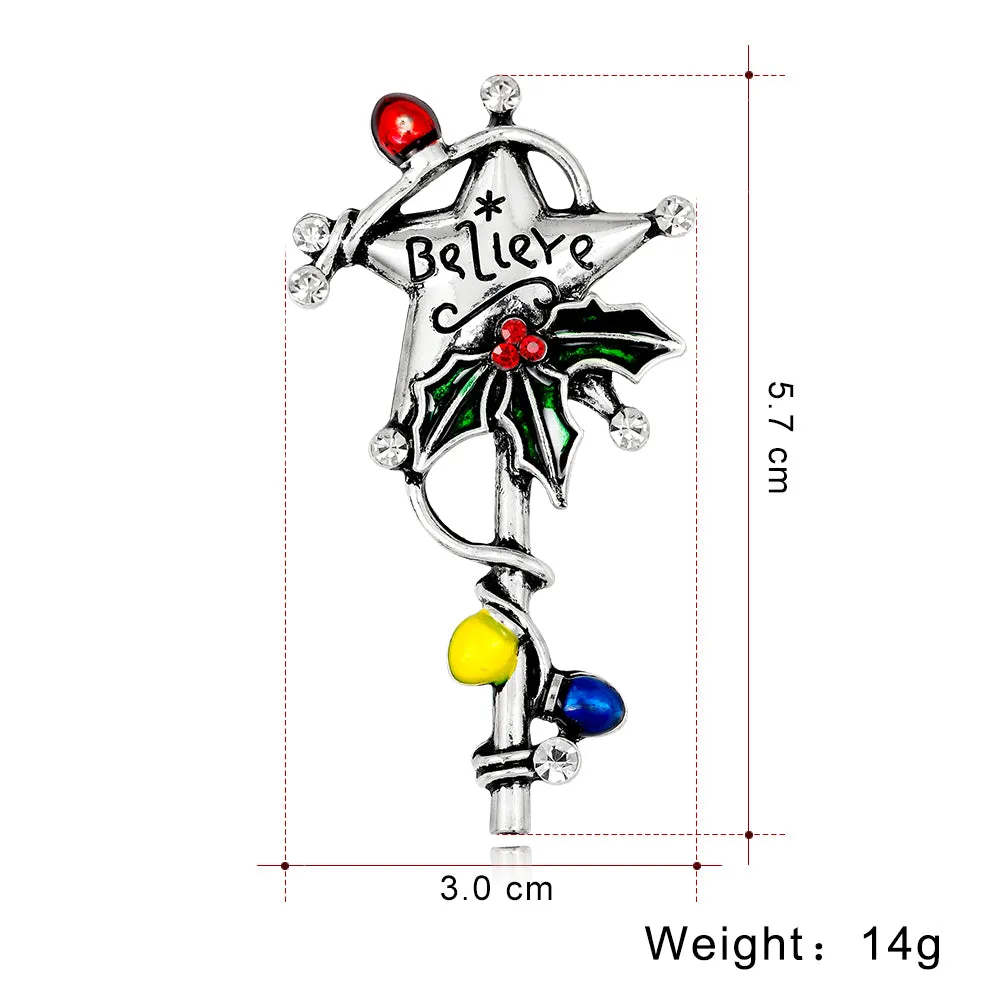 Christmas star stick-Christmas brooch-holiday brooch-the best gift for Christmas