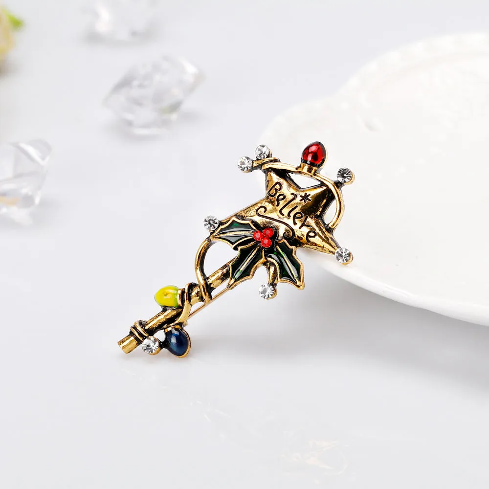Christmas star stick-Christmas brooch-holiday brooch-the best gift for Christmas