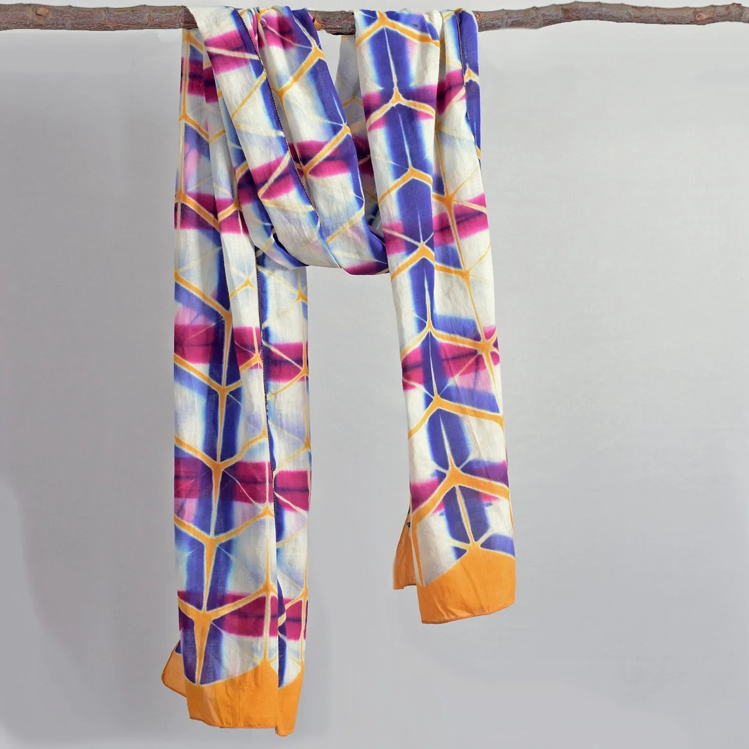 Clamp Tie Dye Bird of Paradise Cotton Scarf