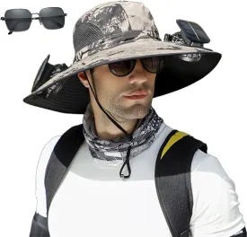 Colitt Fishing Hat with Built in Fan, 2025 New Ultralightwide Brim Solar Fan Outdoor Fishing Hat-Solar & USB Charging