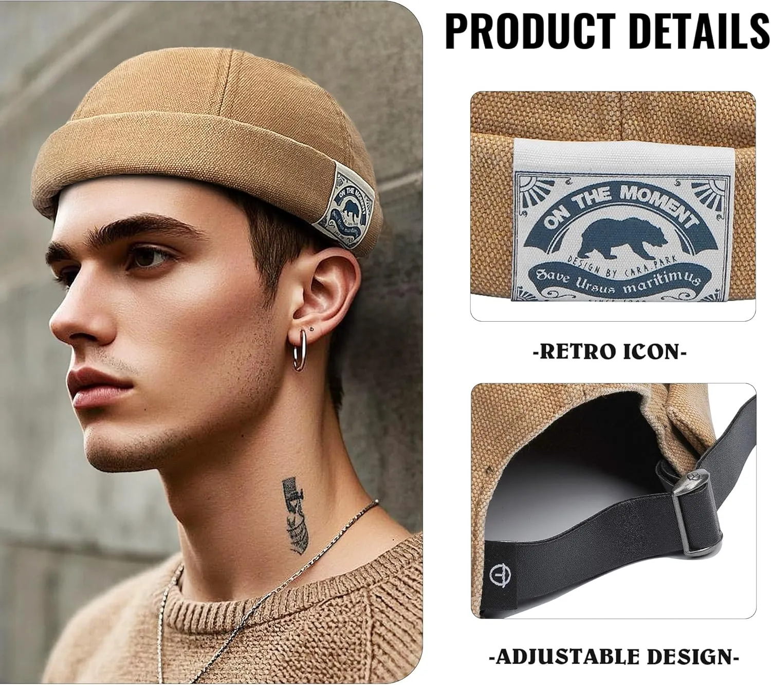 Croogo Brimless Docker Cap - Rolled Cuff Harbour Hat Unisex Skull Sailor Fisherman No Visor Cool Beanie Watch Cap