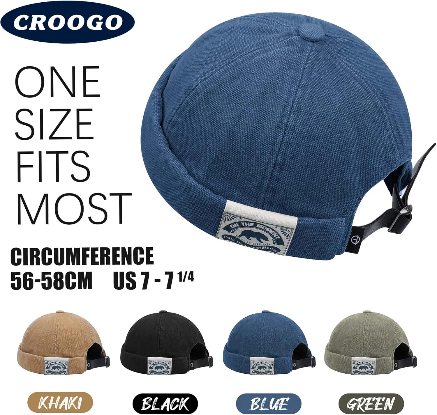 Croogo Brimless Docker Cap - Rolled Cuff Harbour Hat Unisex Skull Sailor Fisherman No Visor Cool Beanie Watch Cap