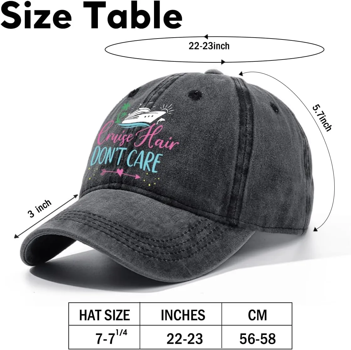 Cruise Adjustable Washed Cotton Baseball Cap, Funny Boat Retro Trucker Hat Gift for Men Women Dad Husband Crewman
