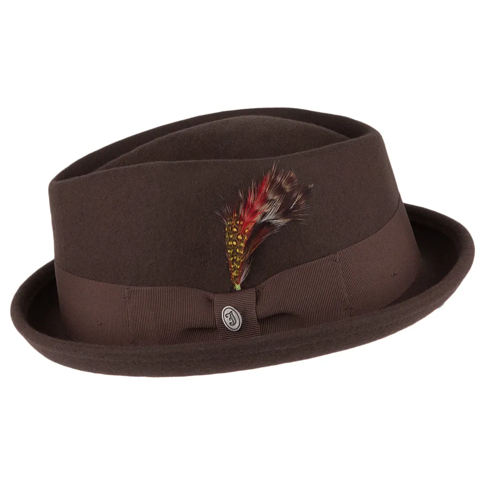 Crushable Diamond Crown Pork Pie Hat - Brown