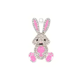 Cute Crystal Rhinestone Rabbit Flatback Brooch Enamel Animal Shape Brooch Pin Fashion Accessories Holiday Gift