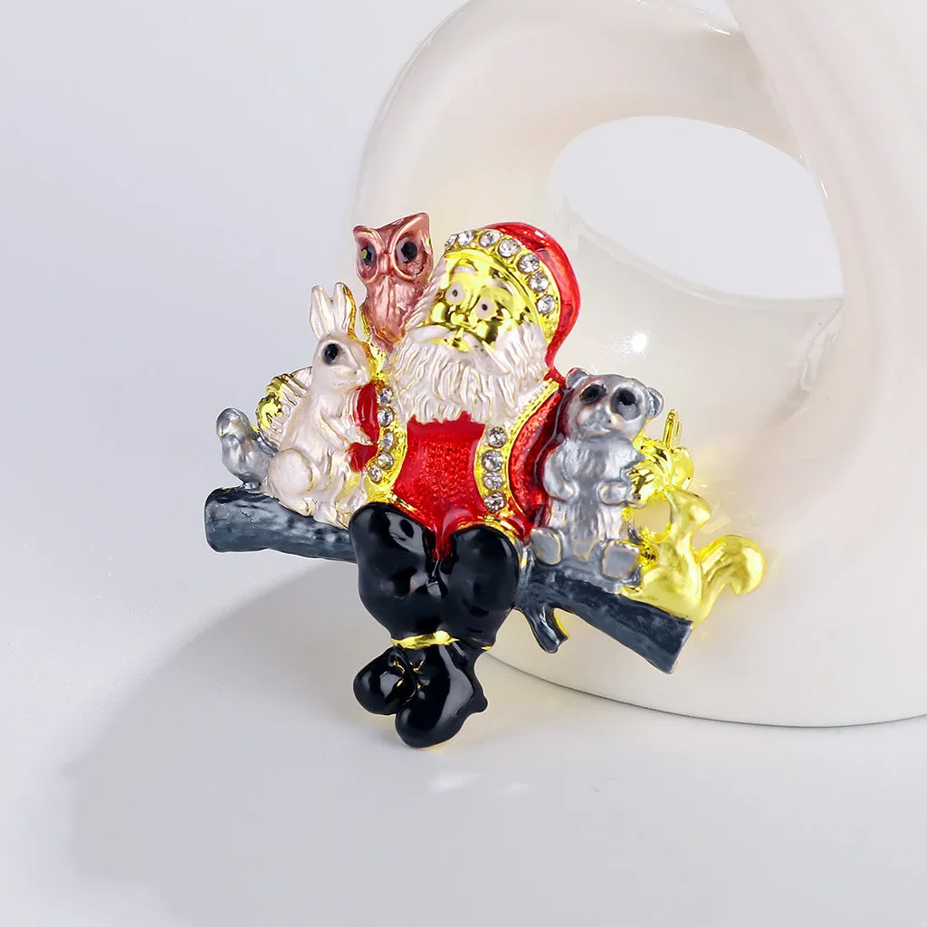 Cute enamel and Santa Claus and animal brooches, fashionable accessories, perfect gifts for women