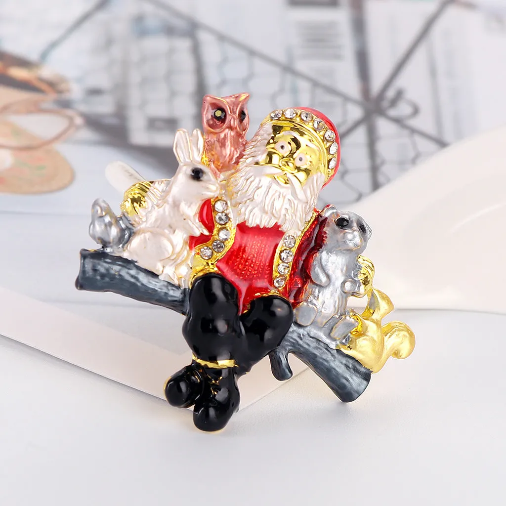 Cute enamel and Santa Claus and animal brooches, fashionable accessories, perfect gifts for women