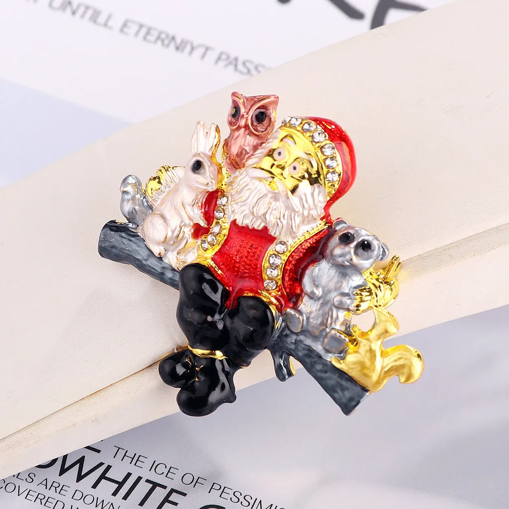 Cute enamel and Santa Claus and animal brooches, fashionable accessories, perfect gifts for women