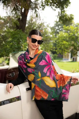 Designer Floral Shawl for Women - Elegant and Vibrant Scarf