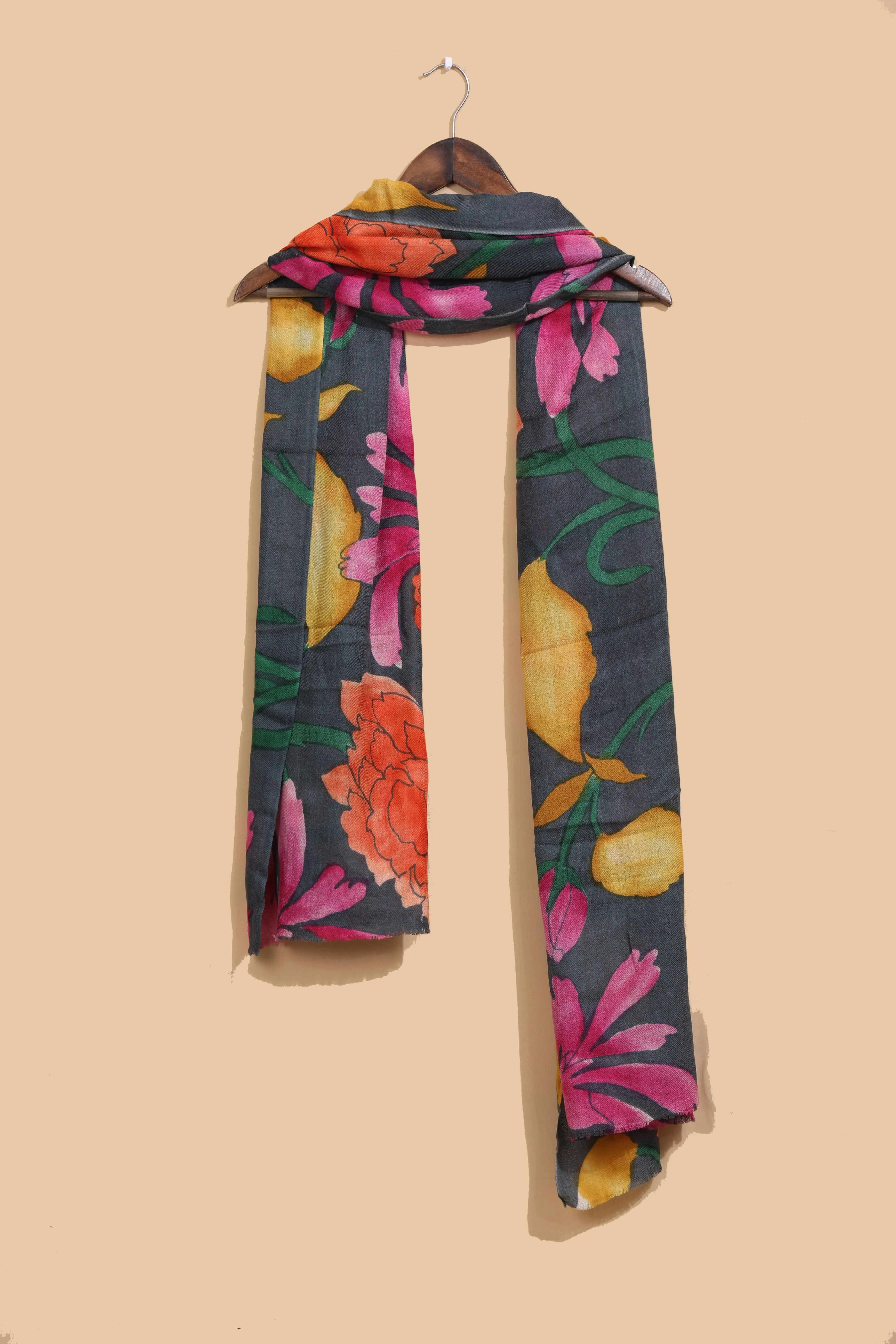 Designer Floral Shawl for Women - Elegant and Vibrant Scarf