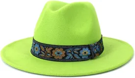 DHAEY New Vintage Winter Wide Brim Felted Fedora Hat Men Wool Top Hat Black Church Godfather Caps Luopan Caps & Hats (Color : C8, Size : 56-58cm)