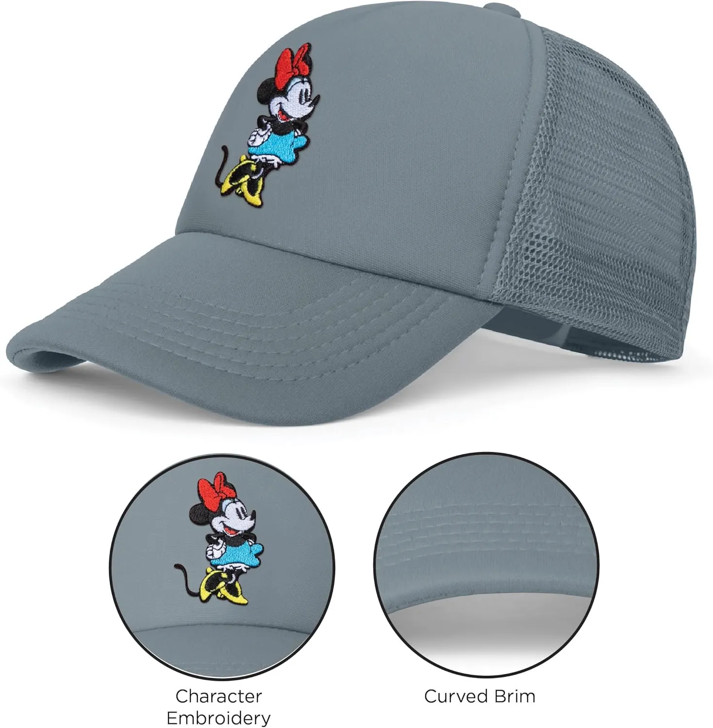 Disney Adult Trucker Hat, Minnie Mouse Mesh Snapback Baseball Cap