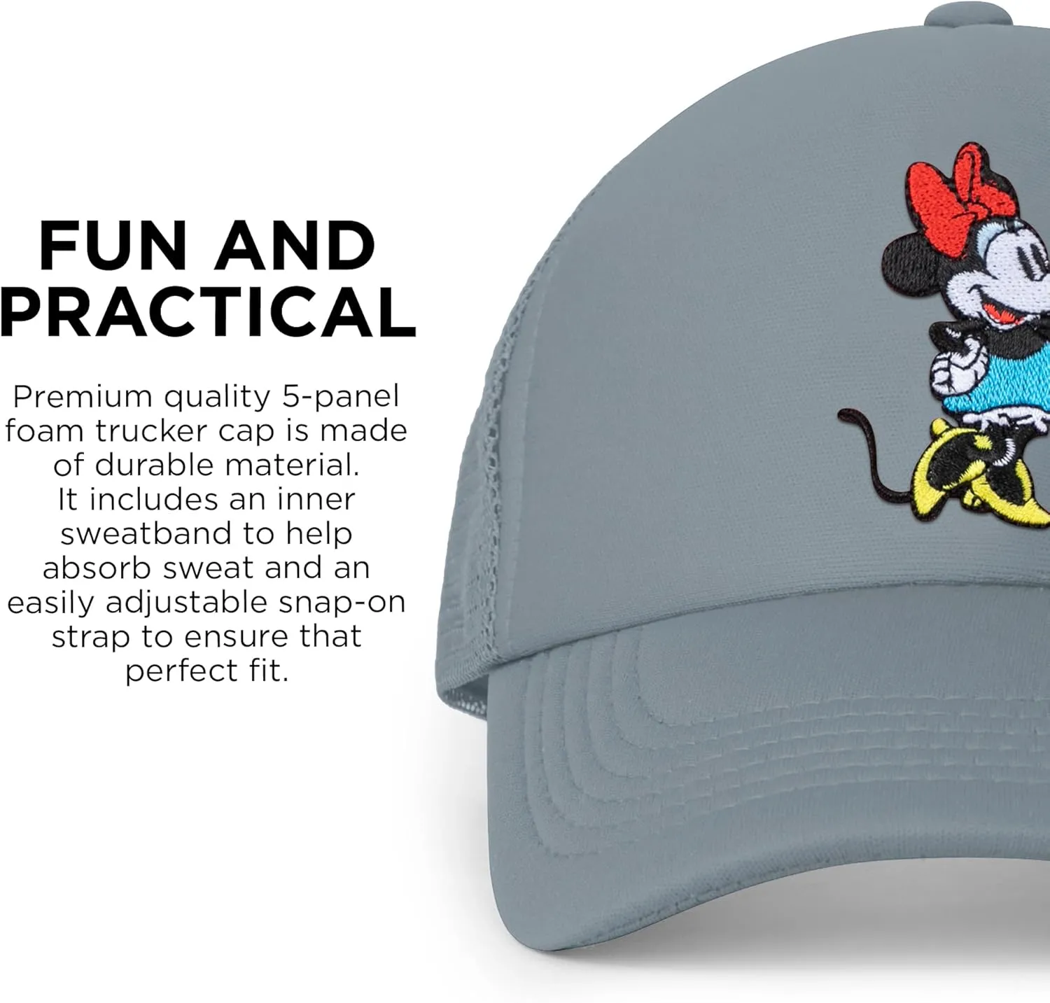 Disney Adult Trucker Hat, Minnie Mouse Mesh Snapback Baseball Cap