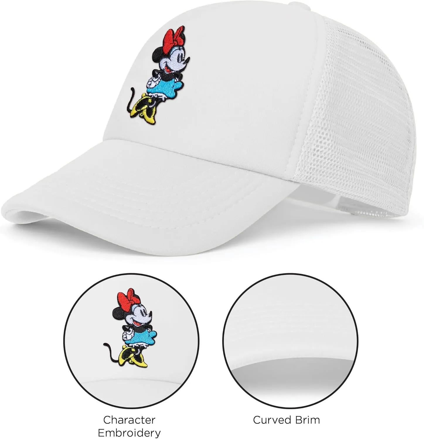 Disney Adult Trucker Hat, Minnie Mouse Mesh Snapback Baseball Cap