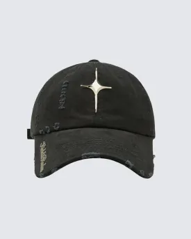 Distressed Baseball Cap With Cross