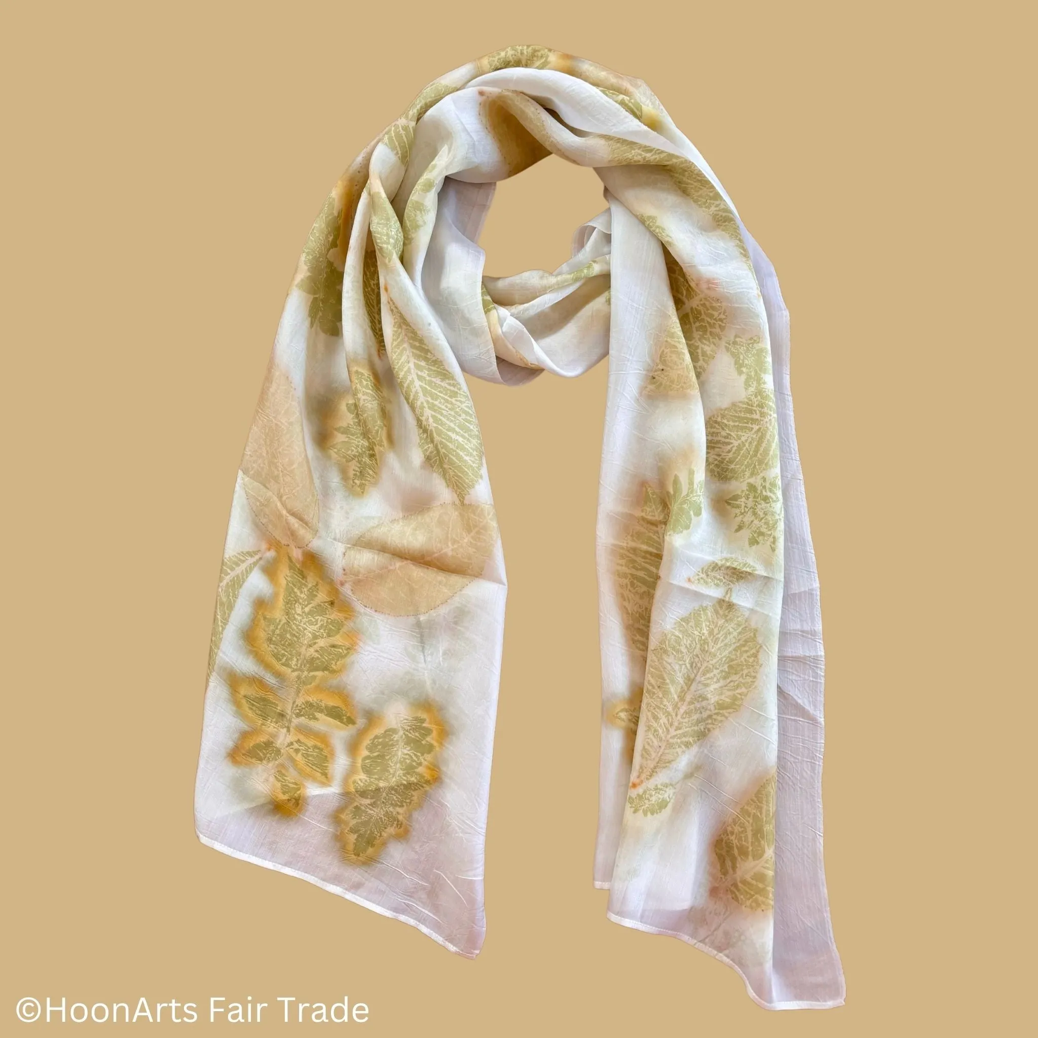 Eco-Printed Silk Scarf-Natural Woodland